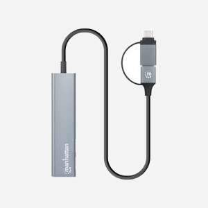 Manhattan 181075 Hub USB 3.2 Gen 1 Type-A/Type-C, 4 ports (2x Type-A, 2x Type-C), 5000 Mbit/s, Aluminium Gris, Windows/macOS/Linux/ChromeOS - Miniature 4
