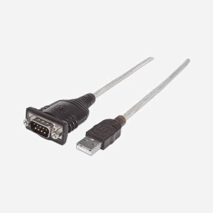 Manhattan Adaptateur Série 205153: USB A vers Serial/COM/RS232/DB9 Mâle-Mâle, 0.45m, AWG24, Noir/Transparent, Certifié RoHS/CE/FCC/WEEE, 30g
