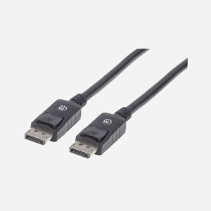 Manhattan 306935 : Câble DisplayPort 1.2 M/M 1m Noir, Blindage Aluminium Mylar, Contacts Nickel, Résolution 4096x2160, AWG28, UL 20276