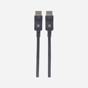 Manhattan 306935 : Câble DisplayPort 1.2 M/M 1m Noir, Blindage Aluminium Mylar, Contacts Nickel, Résolution 4096x2160, AWG28, UL 20276 - Miniature 4