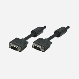 Manhattan Câble VGA 1.8m Noir - Connecteurs VGA (D-Sub) Mâle/Mâle, AWG28, Contacts Nickel, Blindage Magnétique, PVC, Sachet PE