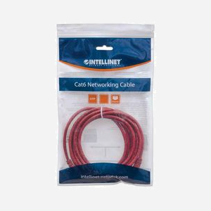 Intellinet 342162 Câble Réseau 2m Cat6 U/UTP (UTP) Rouge, Connecteurs RJ-45 Mâle Plaqué Or, CCA, Protection Anticoupure, EIA/TIA - Miniature 4