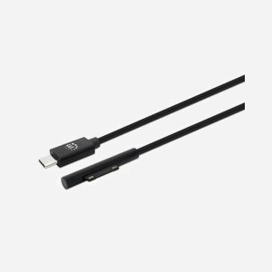 Manhattan 353632 : Câble 1.8m USB-C vers Surface, Mâle/Mâle, Contacts Nickel, AWG 20, PVC noir, 15V, Compatible Surface Pro/Laptop/Book/Go/Studio - Miniature 1