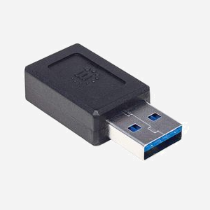 Manhattan 354714 Adaptateur USB-A Mâle vers USB-C Femelle, Contacts Nickel, ABS Noir, Transfert 10 Gbit/s, 17x27x10mm, 4g - Miniature 2