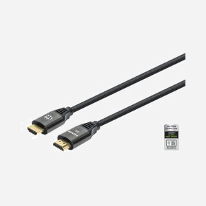 Manhattan 355933 Câble HDMI 1m, HDMI Type A, 48 Gbit/s, Contacts Or, Blindage Aluminium, Support 7680x4320, HDCP 2.3, Noir