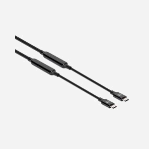 Manhattan 355971 Câble USB-C 5m USB 3.2 Gen 2 (3.1 Gen 2) Contacts Or AWG 30/22 PVC Noir Blindé Aluminium Certification USB 3.2 Gen 2 - Miniature 2