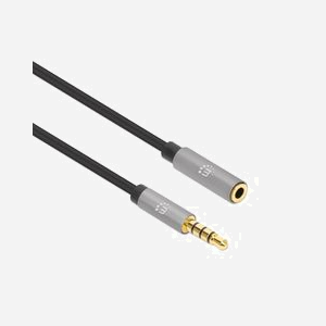 Manhattan 356022 : Câble audio 3.5mm Mâle/Femelle 1m, Contacts Or, AWG28, Cuivre, PVC Noir/Argent, Diamètre 3mm, CE/RoHS/REACH/WEEE - Miniature 2