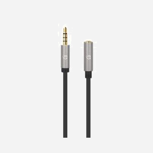 Manhattan 356022 : Câble audio 3.5mm Mâle/Femelle 1m, Contacts Or, AWG28, Cuivre, PVC Noir/Argent, Diamètre 3mm, CE/RoHS/REACH/WEEE - Miniature 3