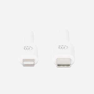 Manhattan Câble USB-C vers Lightning 1m Blanc - Connecteurs Mâles, 480 Mbit/s, Contacts Nickel, PVC, Blindage Aluminium - iPhone/iPad/AirPods - Miniature 3