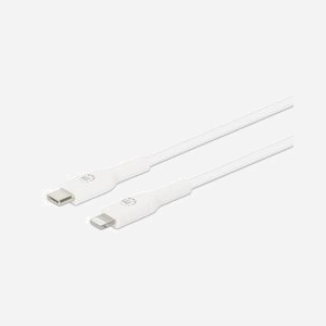 Manhattan Câble USB-C vers Lightning 1m Blanc - Connecteurs Mâles, 480 Mbit/s, Contacts Nickel, PVC, Blindage Aluminium - iPhone/iPad/AirPods