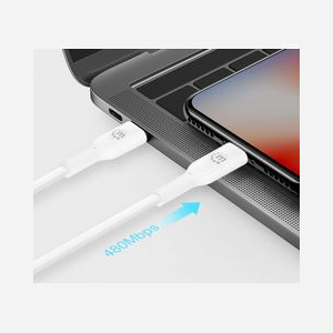 Manhattan Câble USB-C vers Lightning 1m Blanc - Connecteurs Mâles, 480 Mbit/s, Contacts Nickel, PVC, Blindage Aluminium - iPhone/iPad/AirPods - Miniature 5