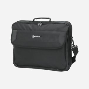 Manhattan 439992 Malette pour Ordinateur Portable 17.3" (43.9cm), Noir, Tissu Polyester, Poche Avant/Latérale, Sangle d'épaule Amovible, 432x326x72mm, 480g