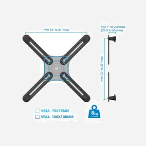 Manhattan 461870 Support Mural Fixe pour Écran 13"-27" (33-68.6cm) VESA 75x75/100x100mm Charge Max 8kg Noir - Miniature 4