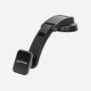 Manhattan 462525 Support Passif Smartphone Voiture Ventouse Métal/Plastique Noir/Argent Rotation 360° Pivot 20° 75x225x33mm 180g RoHS - Miniature 1