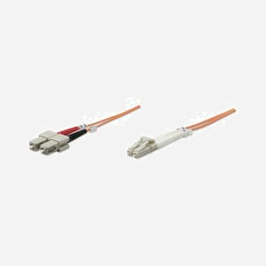 Intellinet 470377 : Câble Fibre Optique OM2 2m LC/SC 50/125µm Multimode LSZH Orange, Diamètre 3mm, Full Duplex - Miniature 1