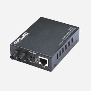 Intellinet 506519 Convertisseur Média Fast Ethernet 100 Mbit/s, Fibre Multimode 1310nm, Port ST, Distance 2km, Alimentation Externe, Boîtier Métal