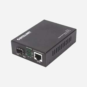 Intellinet 508216 Convertisseur Média Gigabit Ethernet 1000Base-T vers SFP, PoE, Port RJ45, Boîtier Métal, Alimentation 56V, IEEE 802.3af/at/u/ab