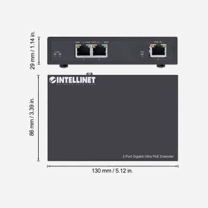 Intellinet 561600 Émetteur Réseau 3-Port Gigabit Ethernet, 2-Port PoE 60W, RJ45 10/100/1000Base-T(X), Standards IEEE 802.3af/at/bt, Boîtier Métal - Miniature 4