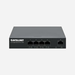 Intellinet 561792 Switch Gigabit Ethernet 5 Ports RJ-45 10/100/1000 PoE 40W, Capacité 10 Gbit/s, MAC 2000, Montage Mural, Métal Noir - Miniature 3