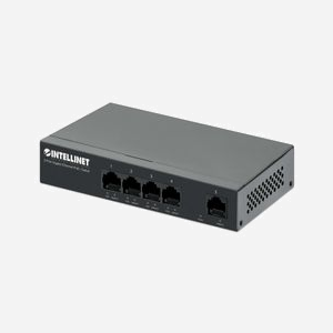 Intellinet 561792 Switch Gigabit Ethernet 5 Ports RJ-45 10/100/1000 PoE 40W, Capacité 10 Gbit/s, MAC 2000, Montage Mural, Métal Noir