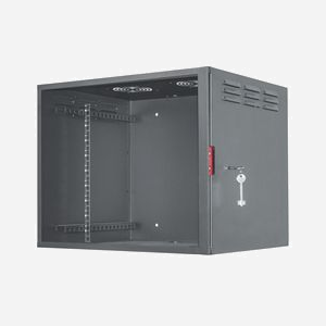 Intellinet 714440 Rack Mural 9U Noir, Charge 30kg, Porte Verre, Acier SPCC, Largeur 560mm, Profondeur 450mm, 19 pouces, Verrouillage à Clé