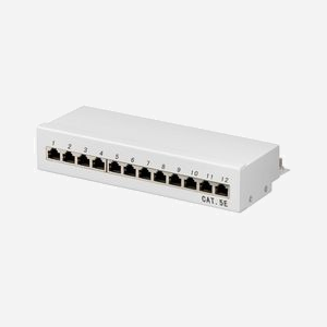 Techly I-PP-12-E-RS : Baie de branchements 12 ports Cat5e, Gris, Dimensions 212mm x 45mm x 127mm - Miniature 1