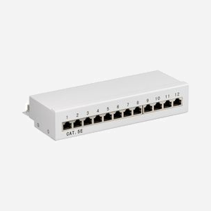 Techly I-PP-12-E-RS : Baie de branchements 12 ports Cat5e, Gris, Dimensions 212mm x 45mm x 127mm - Miniature 2