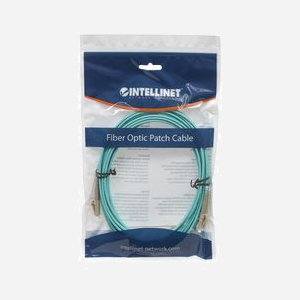 Intellinet 750080 Câble Fibre Optique OM3 LC/LC 5m Aqua, Multimode 50/125µm, Gaine LSZH, Full Duplex, Diamètre 3mm - Miniature 5