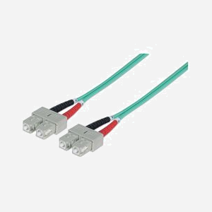 Intellinet Câble Fibre Optique OM3 2m SC/SC Multimode 50/125µm LSZH Aqua - Réf. 750837 - Diamètre câble 3mm