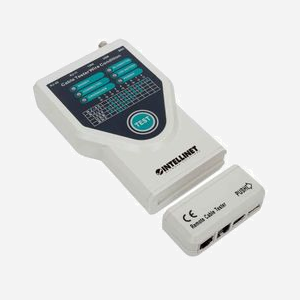 Intellinet 780094 Testeur de câble UTP/STP, RJ45/RJ11/IEEE-1394/USB, tests court-circuit & transmission, LED, portée 180m, gris, avec housse. - Miniature 2