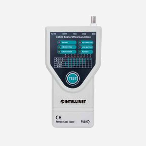 Intellinet 780094 Testeur de câble UTP/STP, RJ45/RJ11/IEEE-1394/USB, tests court-circuit & transmission, LED, portée 180m, gris, avec housse. - Miniature 3