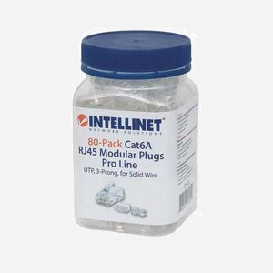 Intellinet 790550 : Connecteur RJ45 Cat6a U/UTP Transparent, contacts Or, Polycarbonate, 11.5x21.5x8.2mm, Lot de 80 - Miniature 2