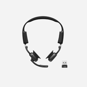 SHOKZ C610-AA-BK Casque sans fil Bluetooth 5.0 à conduction osseuse, USB Type-A, microphone à suppression de bruit, pour bureau/centre d'appels, Noir