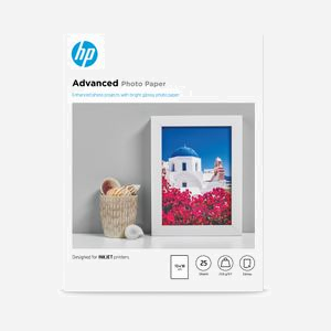HP Papier Photo Advanced Gloss 250 g/m² 13x18 cm (127x178 mm) 25 feuilles - Impression Jet d'Encre - Réf: Q8696A