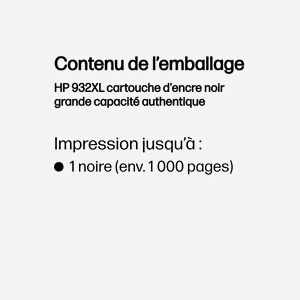 HP 932XL Cartouche d'encre noire pigmentée, haut rendement (1000 pages), 22.5 ml, Original CN053AE, pour imprimantes jet d'encre HP 932 - Miniature 3