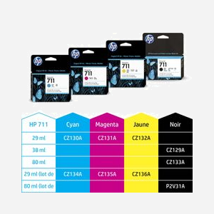 HP Cartouche d'encre noire DesignJet 711 (CZ129A), 38ml, Encre à Pigments, pour DesignJet T120/T520 ePrinter Series - Miniature 5
