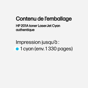 HP Toner LaserJet 201A Cyan CF401A, Rendement Standard 1330 Pages, Impression Laser, Compatibilité HP, Dimensions 363x96x111mm - Miniature 3