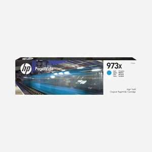 HP 973X Cartouche PageWide Cyan, Haut Rendement (XL), 86 ml, 7000 pages, Encre Pigmentée, Compatibilité HP PageWide, Code OEM F6T81AE