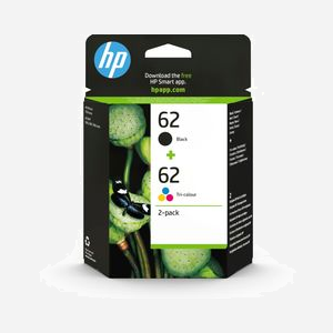 HP 62 Pack 2 Cartouches N9J71AE : 1 Noir Pigment, 1 Couleur Dye, Rendement Noir 200 Pages, Couleur 165 Pages, Jet d'Encre, Compatibilité HP - Miniature 1