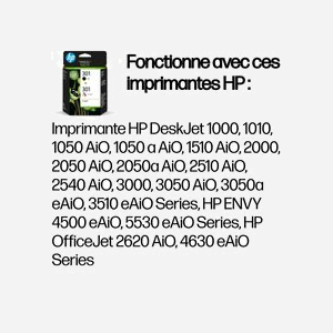 HP 301 Pack de 2 Cartouches d'Encre Originales (Noir Pigment, Couleur Dye) N9J72AE - 3ml Noir, 3ml Couleur - Rendement 170/150 Pages - Miniature 2