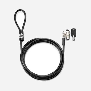 HP Kit de Verrouillage Câble à Clé 10mm (T1A62AA) - Câble Acier Galvanisé 1.83m, Diamètre 4.5mm, Serrure Clé Ronde, 2 Clés, Poids 120g