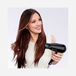 Sèche-cheveux Braun HD130 1200W Noir, Fonction Ionique, Air frais, 2 positions de chauffe, Tension 100-240V, Poignée pliable, Concentrateur d'air, Anneau de suspension - Miniature 2