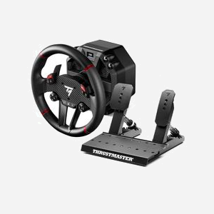 Thrustmaster T598 Volant + Pédales USB PC/PS4/PS5, Retour de Force, Boîtier Métal, Câbles inclus, Alimentation Secteur, Windows 10/11, Noir/Rouge - Miniature 1