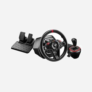 Thrustmaster T128 Shifter Pack - Volant + Pédales USB, Analogique, PC/Xbox - Angle 900°, USB Type-C - Noir - Alimentation Secteur 100-240V - Miniature 1