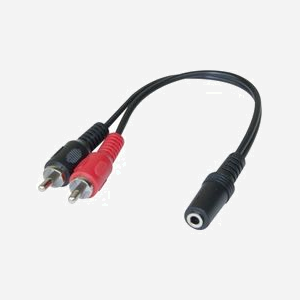 Câble Audio Hypertec 721121-HY : 3.5mm Femelle vers 2 x RCA Mâle, Noir, Connecteurs Droit, Plug & Play