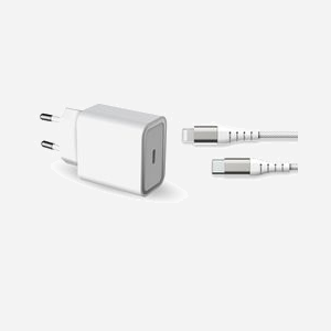 BIG BEN Chargeur Secteur USB-C Power Delivery 20W Blanc + Câble USB-C vers Lightning 1.2m pour Smartphones/Tablettes - FPLICS20WCBLCMFIRW - Miniature 1