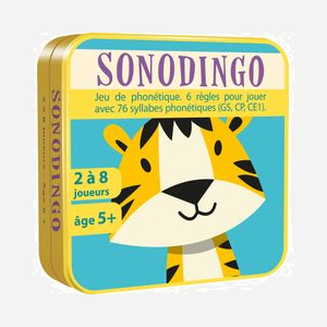 Asmodee Sonodingo CGSONO01 : Jeu de cartes sons, 2-8 joueurs, 60 mois+, Carton/Métal, 55 cartes + règles, 90x28x90mm, 159g, Multi-langues - Miniature 1