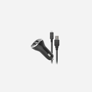 Steelplay JVASWI00025 Chargeur Auto 2 Ports USB 2.0 Noir/Argent - 5V/2.6A, Compatible Consoles Portables & Nintendo Switch, Câble USB Type-C 2m, 12-24V