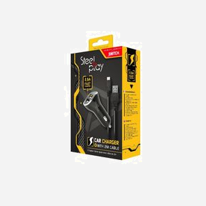 Steelplay JVASWI00025 Chargeur Auto 2 Ports USB 2.0 Noir/Argent - 5V/2.6A, Compatible Consoles Portables & Nintendo Switch, Câble USB Type-C 2m, 12-24V - Miniature 2
