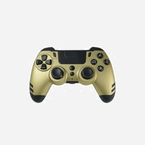 Lexip Metaltech JVAMUL00155 : Manette de jeu sans fil 2.4GHz, PC/PS4, touchpad intégré, batterie 600mAh, boutons programmables, coloris or, câble USB 1m.